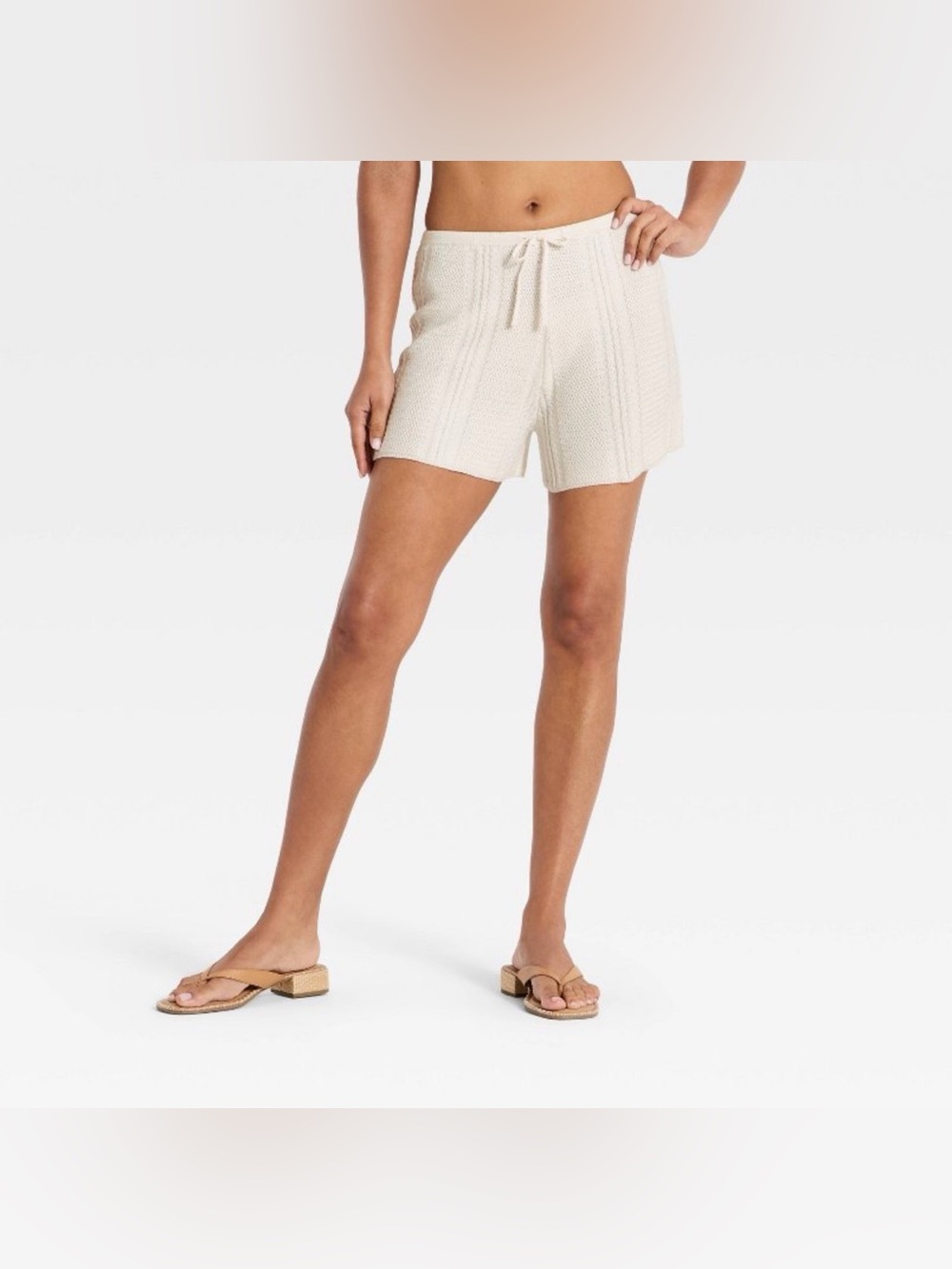 A New Day Women’s High Rise Cream Knit Shorts Size Small - Picture 5 of 7